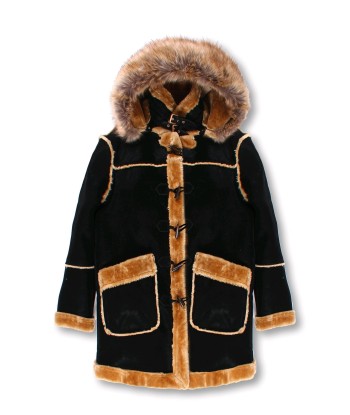 Kids ¾ Toggle Faux Shearling with Detachable Hood - Black with Natural brillant des détails fins