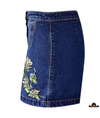 Jupe en Jeans Western Brodée basket pas cher