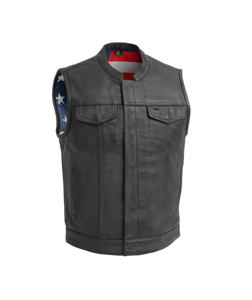 Born Free Men's Motorcycle Leather Vest - Black Stitch suggérées chez