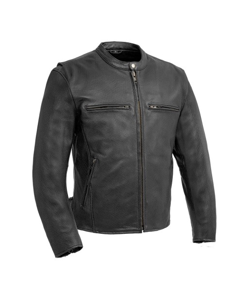 Turbine Men's Motorcycle Perforated Leather Jacket plus qu'un jeu 