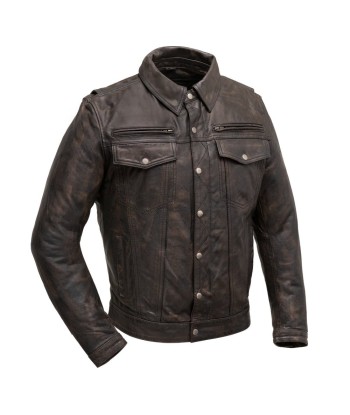 Villain Men's Motorcycle Leather Jacket français