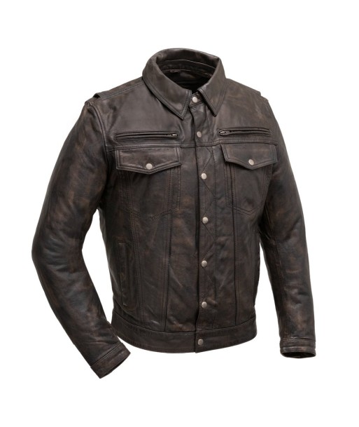 Villain Men's Motorcycle Leather Jacket français