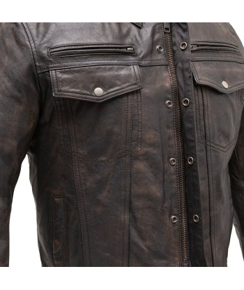 Villain Men's Motorcycle Leather Jacket français