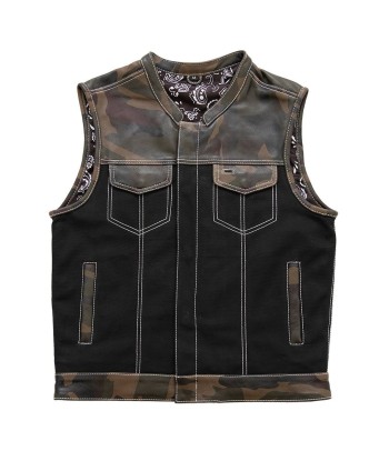 Infantry Motorcycle Leather Canvas Vest Comparez plus de prix