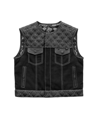 Stinger - Men's Club Style Leather/Canvas Vest (Limited Edition) de pas cher