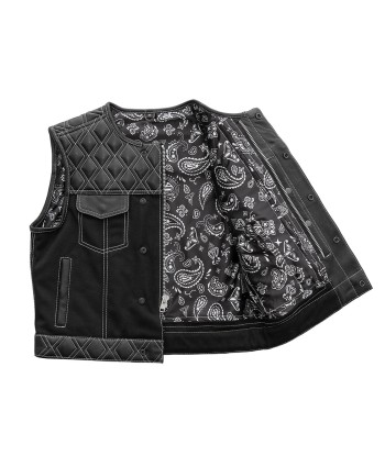 Stinger - Men's Club Style Leather/Canvas Vest (Limited Edition) de pas cher