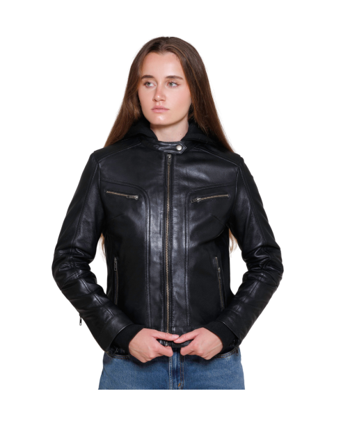 April Womens Lambskin Fashion Leather Jacket de France