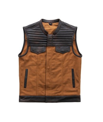 Bison - Men's Leather / Canvas Motorcycle Vest - Limited Edition Les magasins à Paris et en Île-de-France