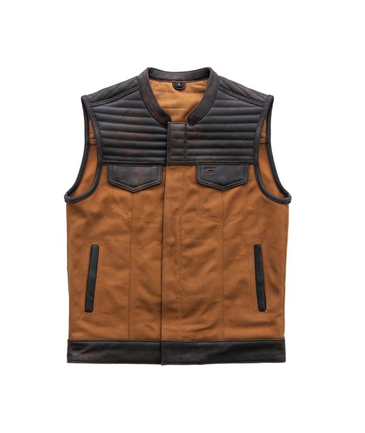 Bison - Men's Leather / Canvas Motorcycle Vest - Limited Edition Les magasins à Paris et en Île-de-France