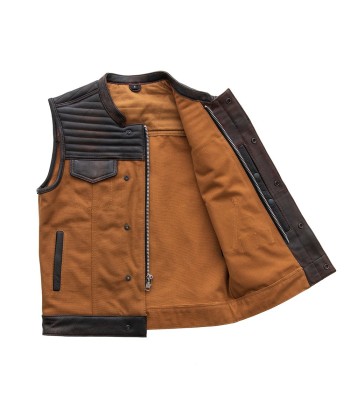 Bison - Men's Leather / Canvas Motorcycle Vest - Limited Edition Les magasins à Paris et en Île-de-France