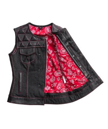 Delta Women's Club Style Motorcycle Leather/Denim Vest - Limited Edition en linge