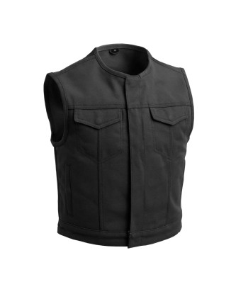 Lowside Black Men's Motorcycle Canvas Vest Faites des économies