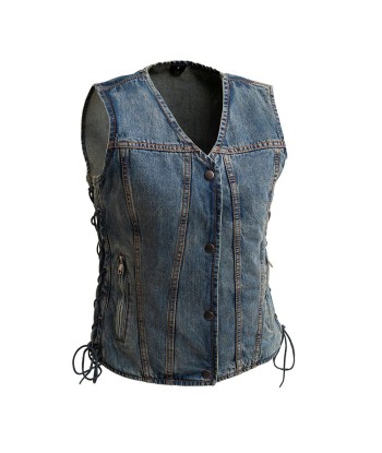 Tiff Women's Motorcycle Denim Vest en linge