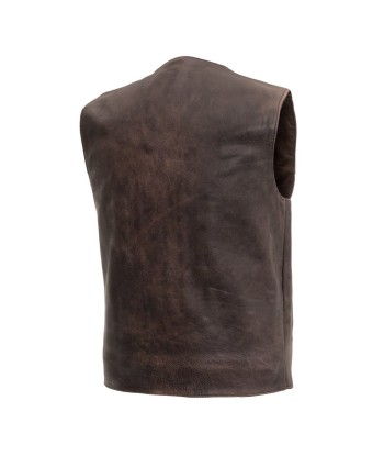 Texan Brown Men's Motorcycle Western Style Leather Vest commande en ligne