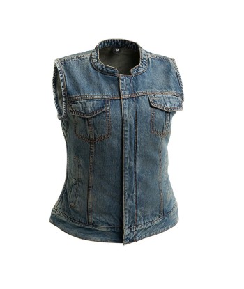 Lexy Women's Motorcycle Denim Vest s'inspire de l'anatomie humaine