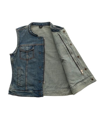 Lexy Women's Motorcycle Denim Vest s'inspire de l'anatomie humaine