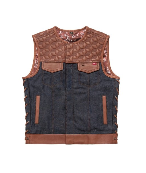 Red Label  - Men's Club Style Leather/Denim Motorcycle Vest - Limited Edition de l' environnement