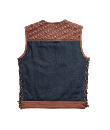 Red Label  - Men's Club Style Leather/Denim Motorcycle Vest - Limited Edition de l' environnement