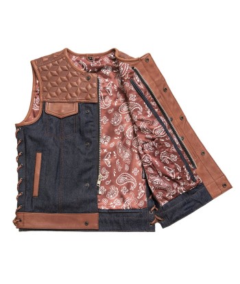 Red Label  - Men's Club Style Leather/Denim Motorcycle Vest - Limited Edition de l' environnement