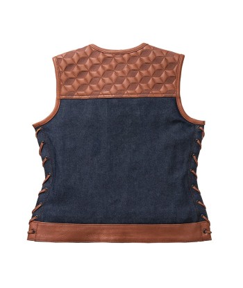 Blue Label Women's Club Style Leather/Denim Vest - Limited Edition Par le système avancé 