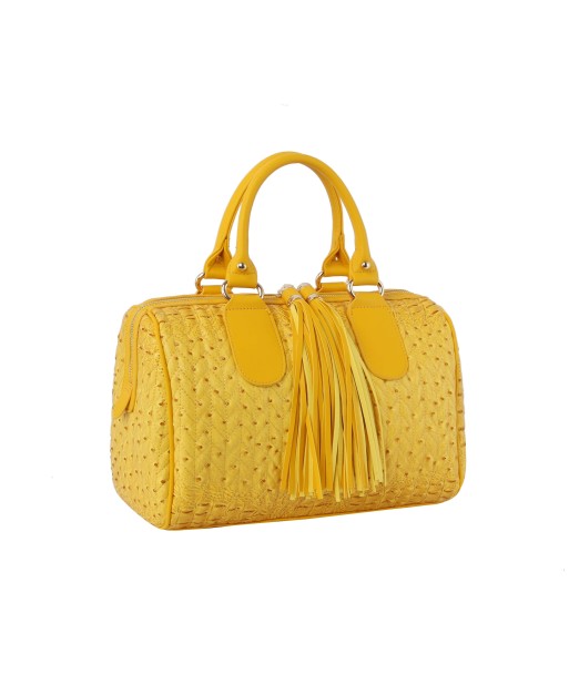 Boston Satchel Embossed Mustard Bag français