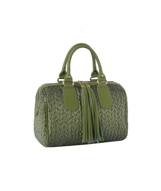 Boston Satchel Embossed Olive Bag hantent personnes