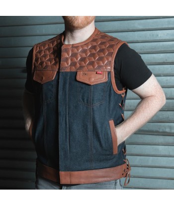 Red Label  - Men's Club Style Leather/Denim Motorcycle Vest - Limited Edition de l' environnement