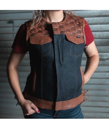 Blue Label Women's Club Style Leather/Denim Vest - Limited Edition Par le système avancé 