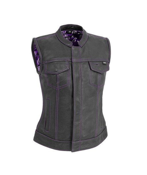 Jessica Women's Motorcycle Leather Vest - Purple - Limited Edition Découvrez la collection