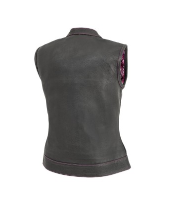 Jessica Women's  Motorcycle Leather Vest - Pink - Limited Edition s'inspire de l'anatomie humaine