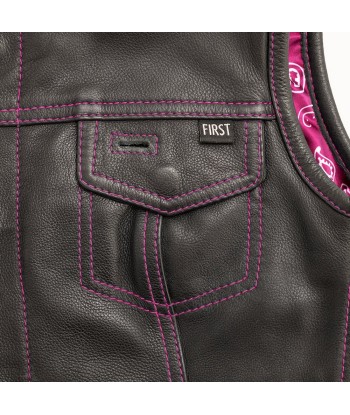 Jessica Women's  Motorcycle Leather Vest - Pink - Limited Edition s'inspire de l'anatomie humaine