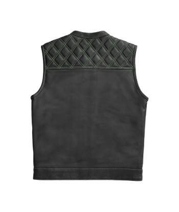 Whaler Green - Men's Club Style Leather Vest (Limited Edition) meilleur choix