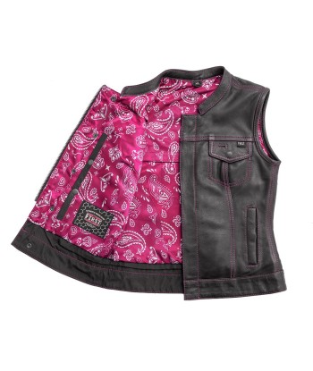 Jessica Women's  Motorcycle Leather Vest - Pink - Limited Edition s'inspire de l'anatomie humaine