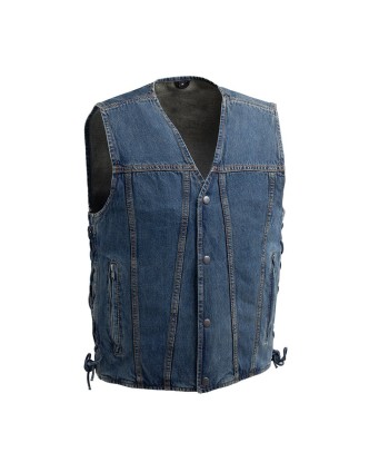 Gambler Men's Motorcycle Denim Vest de technologie