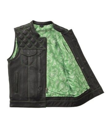 Whaler Green - Men's Club Style Leather Vest (Limited Edition) meilleur choix