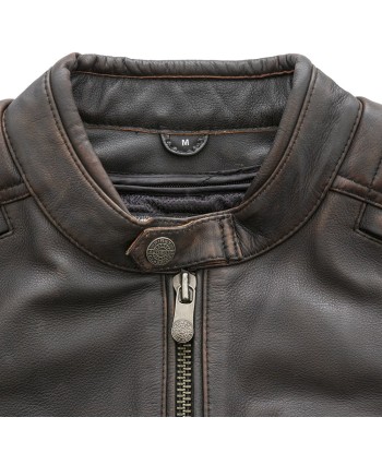 Crusader Men's Motorcycle Leather Jacket à prix réduit toute l'année