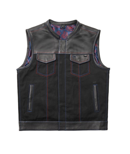 Colossus - Men's Leather/Twill Motorcycle Vest - Limited Edition sur le site 