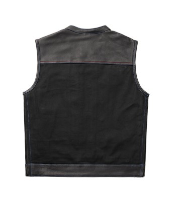 Colossus - Men's Leather/Twill Motorcycle Vest - Limited Edition sur le site 