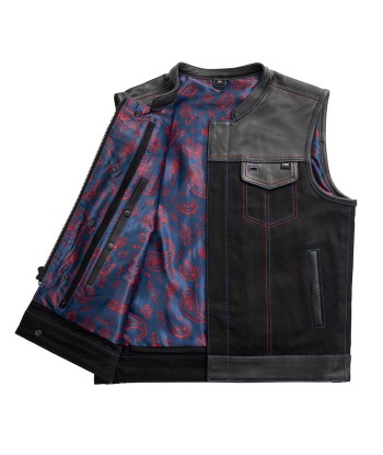 Colossus - Men's Leather/Twill Motorcycle Vest - Limited Edition sur le site 