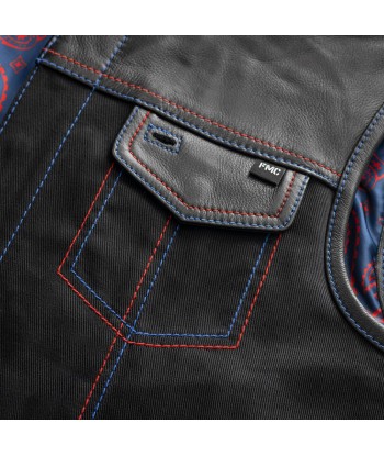 Colossus - Men's Leather/Twill Motorcycle Vest - Limited Edition sur le site 