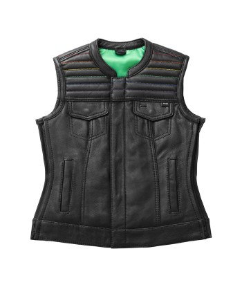 Garland Women's Club Style Motorcycle Leather Vest - Limited Edition Comparez plus de prix