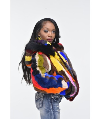 Ladies Rabbit Hooded Bomber Jacket - Multi Color en stock