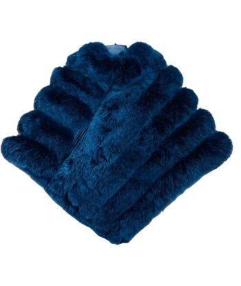 Ladies Fox Fur Poncho - Blue offre 