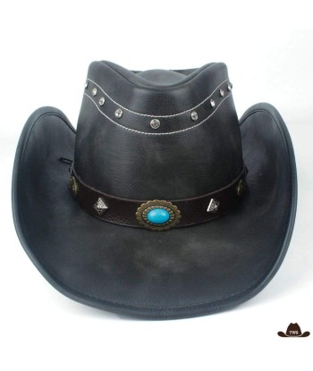 Chapeau de Cowboy Cuir Noir pas chere