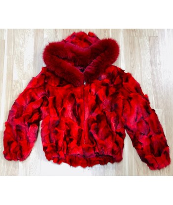 Ladies Red Fox Fur Bomber Jacket with Hood – Black 50-70% off 