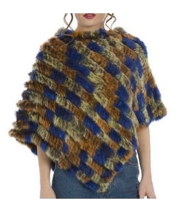 Ladies Knitted Rabbit Fur Poncho de pas cher