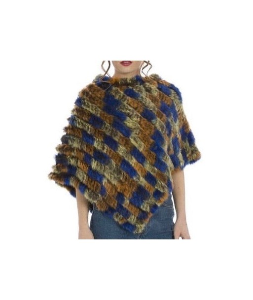 Ladies Knitted Rabbit Fur Poncho de pas cher