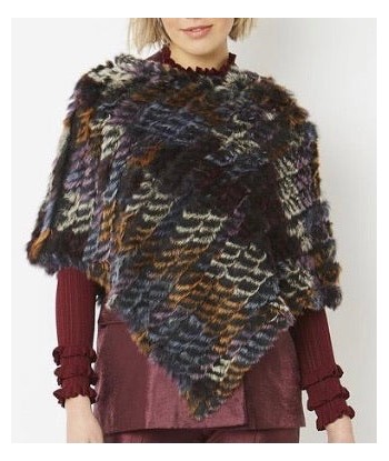 Ladies Knitted Rabbit Fur Poncho l'achat 