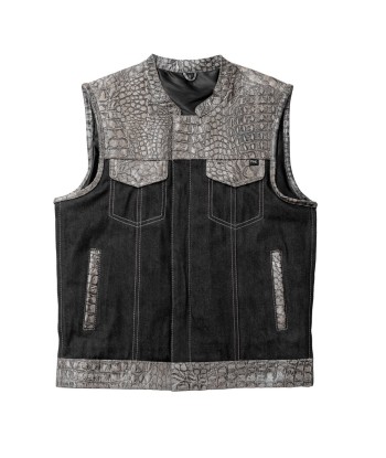 Placid - Men's Leather/Denim Motorcycle Vest - Limited Edition offre 