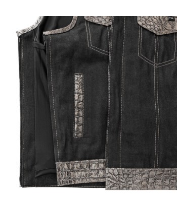 Placid - Men's Leather/Denim Motorcycle Vest - Limited Edition offre 